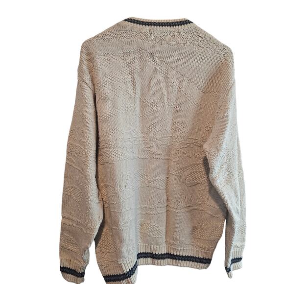 Vintage Croft & Barrow Wolves Sweater Mens Lg White 90s Cosby Academia Grandpa - Picture 3 of 11